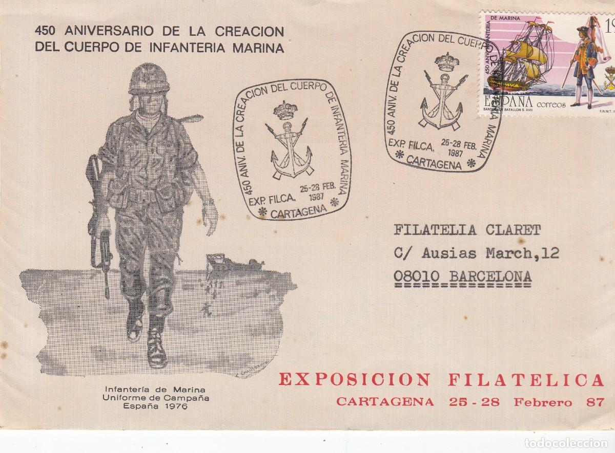 Sellos: MATASELLOS ANIVERSARIO CREACI&Oacute;N CUERPO INFANTER&Iacute;A DE MARINA- CARTAGENA - 1987 --EXCELENTE---