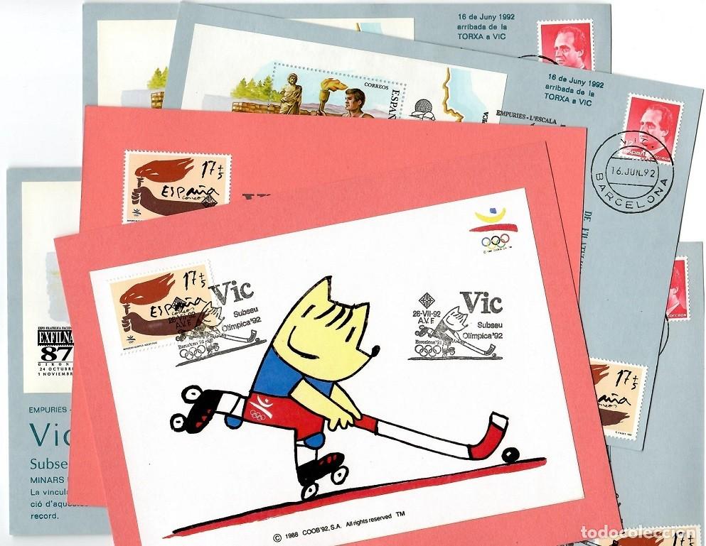 Timbres: Especial Vic Subsede Ol&iacute;mpica 92 / Cobi - Arribada de la torxa - Hoquei patins - H&iacute;pica / Marcofilia