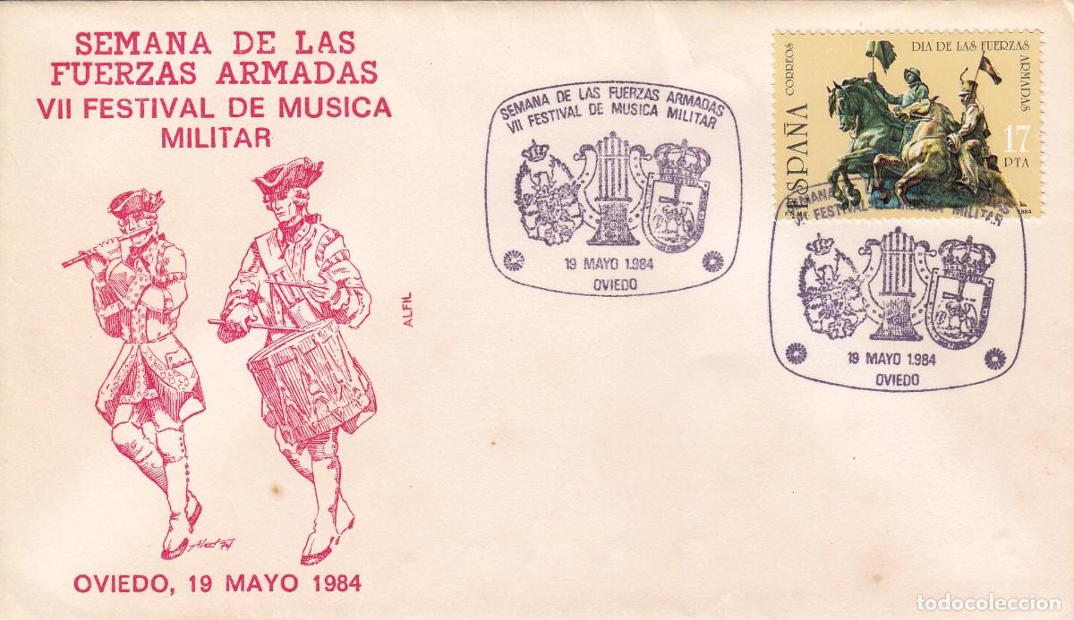 Sellos: MATASELLOS SEMANA FUERZAS ARMADAS - FESTIVAL M&Uacute;SICA MILITAR - OVIEDO - 1984