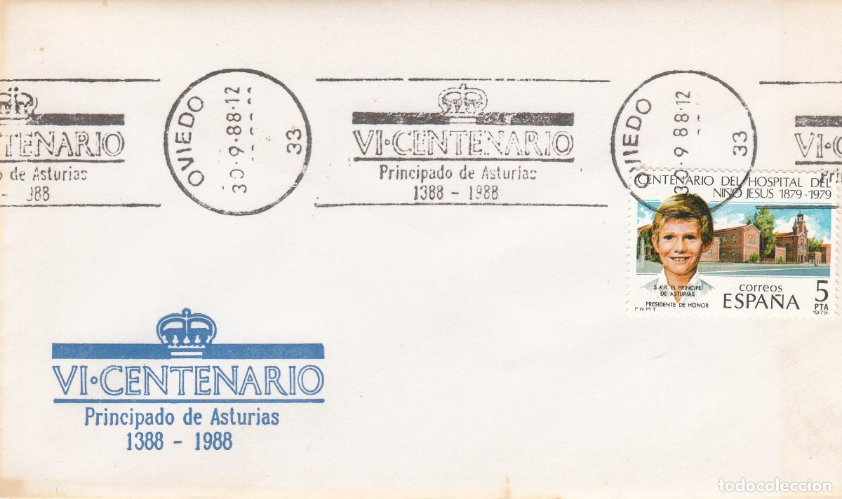 Sellos: MATASELLOS RODILLO TEM. MONARQU&Iacute;A VI CENTENARIO PRINCIPADO ASTURIAS- OVIEDO - 1988
