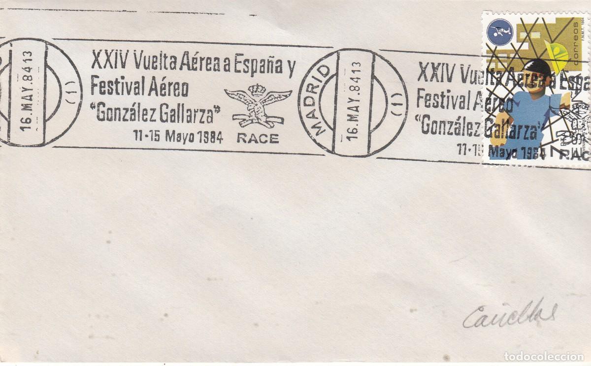 Sellos: MATASELLOS RODILLO VUELTA A&Eacute;REA A ESPA&Ntilde;A - MADRID - 1984