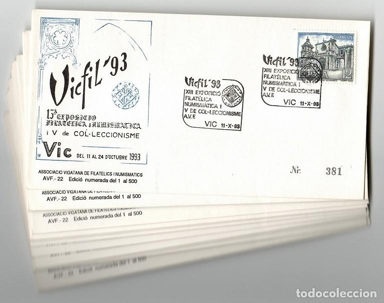 Timbres: Lote 31 Sobres VICFIL 93 - XIII Exposici&oacute; Filat&eacute;lica y Numism&aacute;tica VIC i V de col&middot;leccionisme