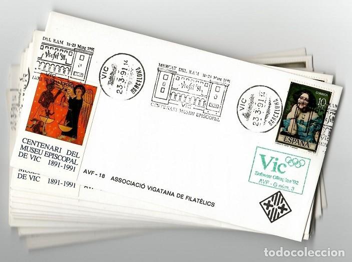 Timbres: 12 Sobres Vic 1991 / Vic Subseu Ol&iacute;mpica 92 - Mercat del Ram &middot; Centenari Museu Episcopal