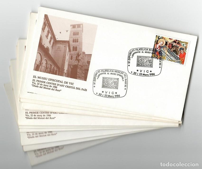 Timbres: Lote 14 Sobres Vic 1986 - Homenaje Museo Episcopal - VI Exposici&oacute;n Filat&egrave;lica Mercat del Ram