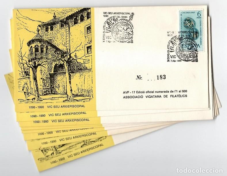 Timbres: 8 Sobres Vicfil 90 / X Exposici&oacute; filat&egrave;lica Mercat del Ram - Vic Seu Arxiepiscopal
