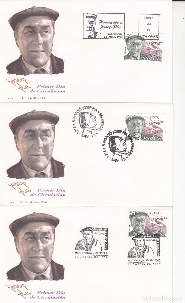 Sellos: 3 MATASELLOS DISTINTOS JOSEP PL&Agrave; - 1994
