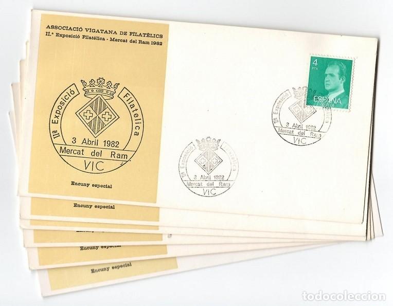Timbres: 6 Sobres Vic / II Exposici&oacute; Filat&egrave;lica &middot; Mercat del Ram 1982 - Associaci&oacute; Vigatana de filat&egrave;lics