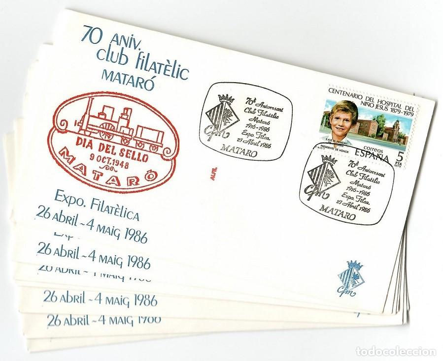 Timbres: 14 Sobres en Alfil - D&iacute;a del sello / 70 Aniversari Club Filat&egrave;lic Matar&oacute; 1986 - Exposici&oacute; Filat&egrave;lic