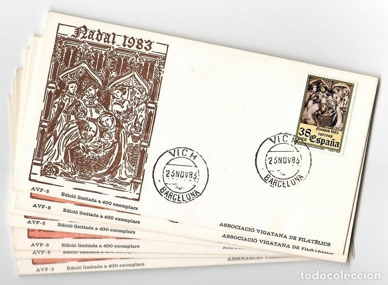 Francobolli: 8 Sobres / Nadal 1983 - Associaci&oacute; vigatana de filat&egrave;lics / Retaule Catedral de Vic - Pere Oller