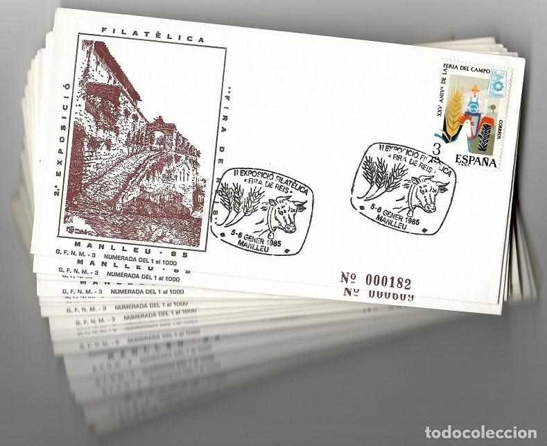 Francobolli: 26 Sobres Manlleu 1985 - II Exposici&oacute; filat&egrave;lica Fira de Reis / Numerada - Lote ideal para reventa