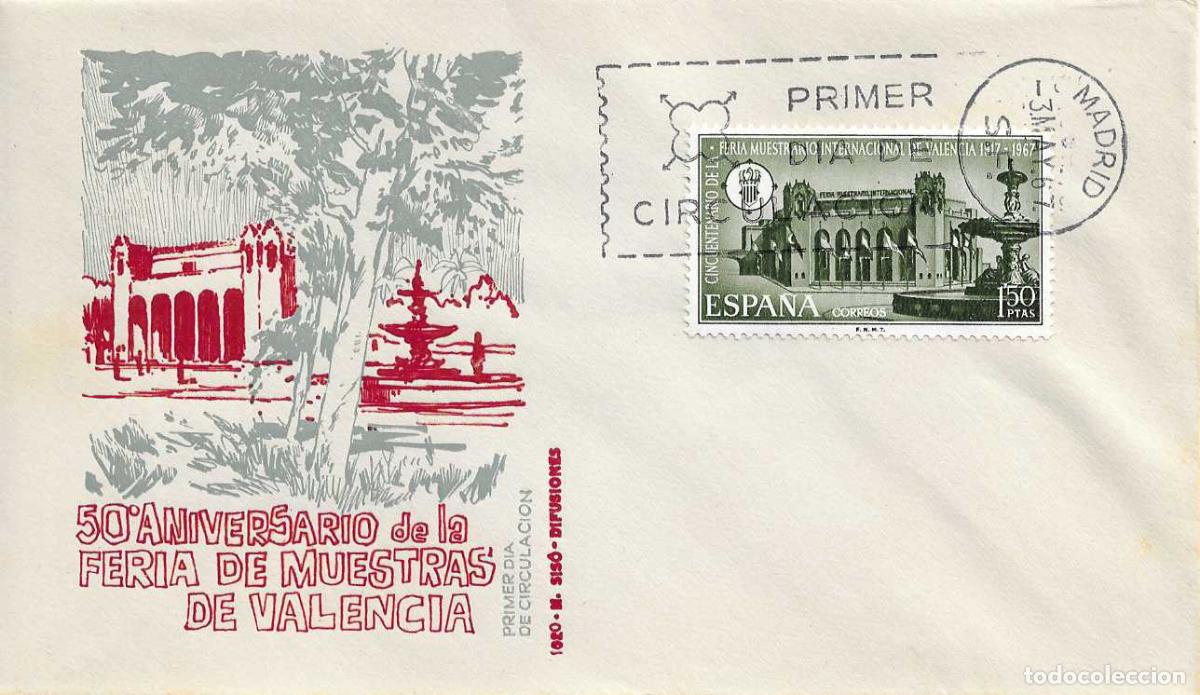 Sellos: FERIA MUESTRARIO INTERNACIONAL VALENCIA L ANIVERSARIO 1967 (EDIFIL 1797) EN SPD SIN CIRCULAR MS RARO