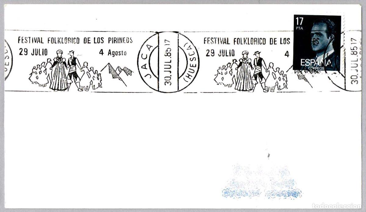 Sellos: Matasellos rodillo FESTIVAL FOLKLORICO DE LOS PIRINEOS. Jaca, Huesca, Aragon, 1985