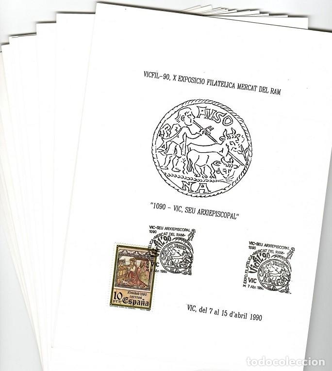 Francobolli: 16 Hojas 1990 Marcofilia / Vicfil 90 X Exposici&oacute; Filat&egrave;lica Mercat del Ram - Vic, Seu Arxiepiscopal