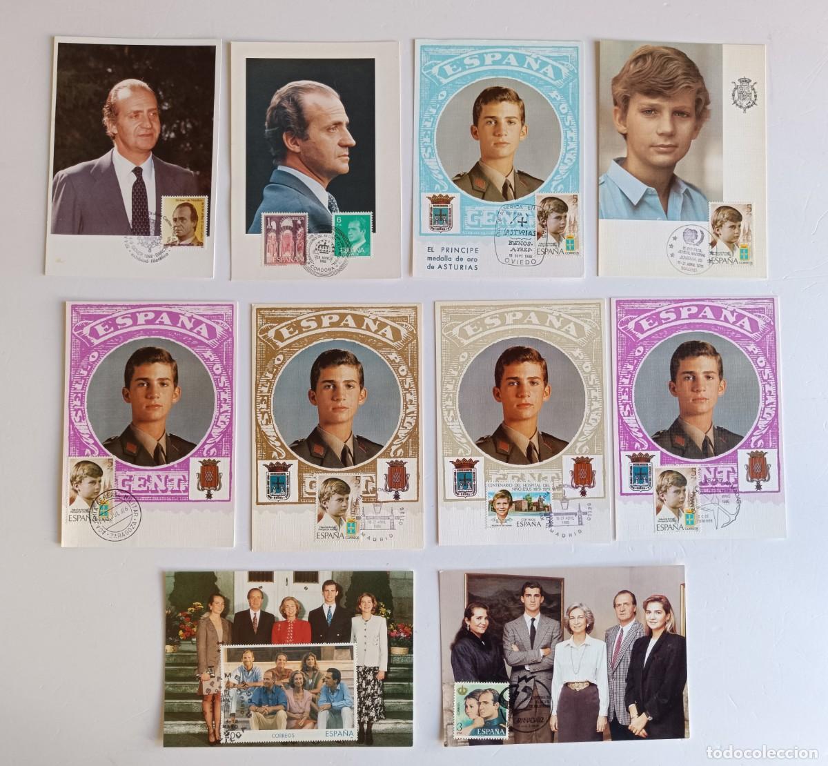 Sellos: 10 MAXIMAS TEMATICA MONARQUIA CON DIFERENTES MATASELLOS DE CIUDADES ESPA&Ntilde;OLAS