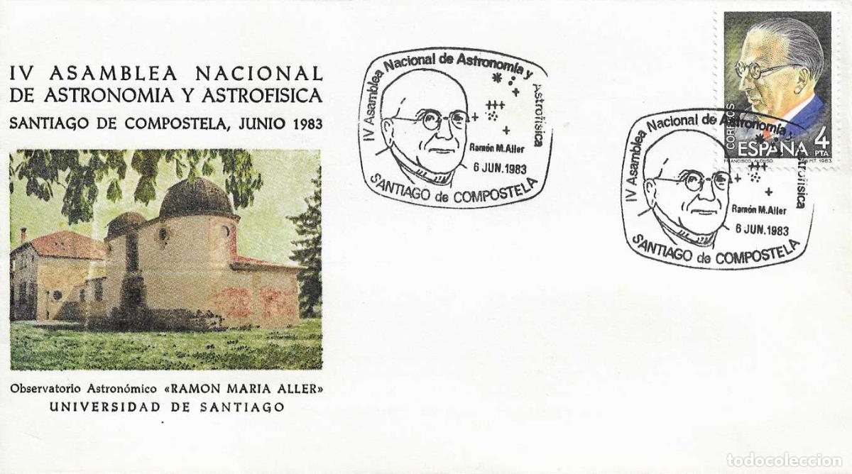 Sellos: RAMON M ALLER ASTRONOMIA ASTROFISICA ASAMBLEA, SANTIAGO DE COMPOSTELA CORU&Ntilde;A 1983. MATASELLOS SOBRE