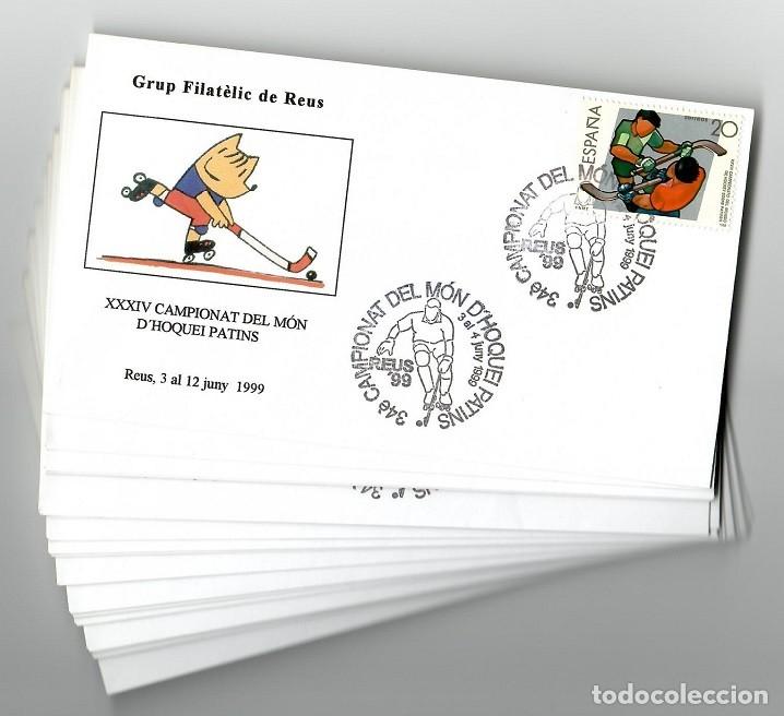 Timbres: 18 Sobres Conmemorativos Reus 1999 - XXXIV Campeonato del Mundo Hockey Patines - Cobi
