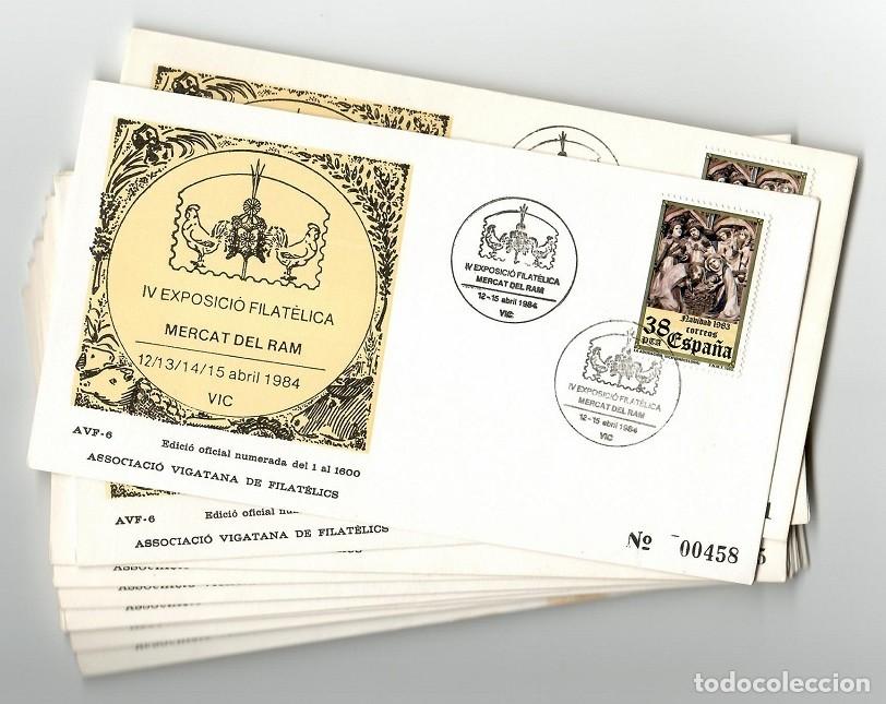 Francobolli: 9 Sobres Vic 1984 / IV Exposici&oacute; filat&egrave;lica Mercat del Ram - Associaci&oacute; vigatana de filat&egrave;lics