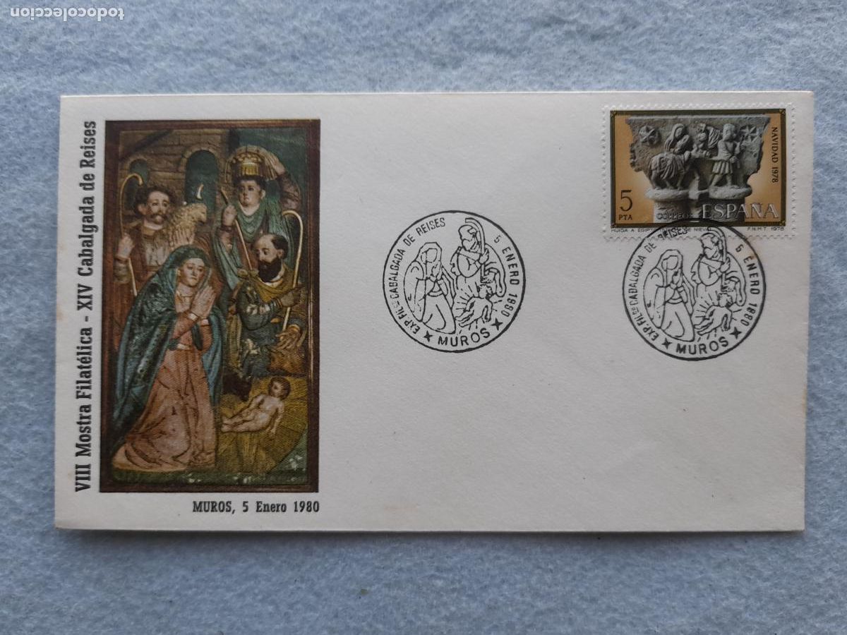 Timbres: Sobre Circulado Muros. VIII Mostra Filat&eacute;lica XVI Cabalgada de Reis. A&ntilde;o 1980.