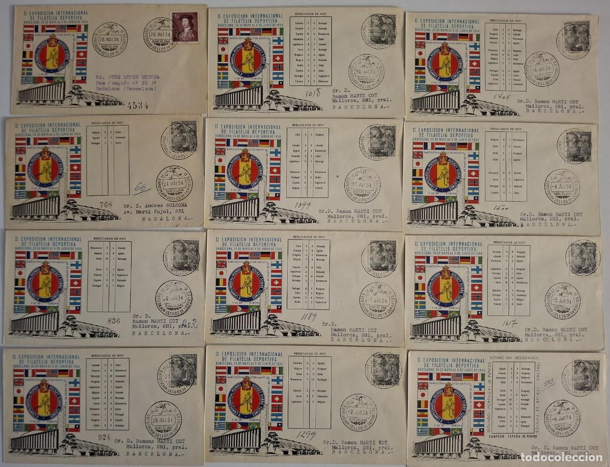Francobolli: HB1307 Sellos ESPA&Ntilde;A 12 sobres con serie completa 11 EXPO filatelia deportiva
