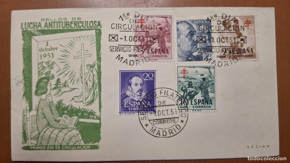 Francobolli: HB1316 Sellos ESPA&Ntilde;A Sobre del Primer Dia a&ntilde;o 1951
