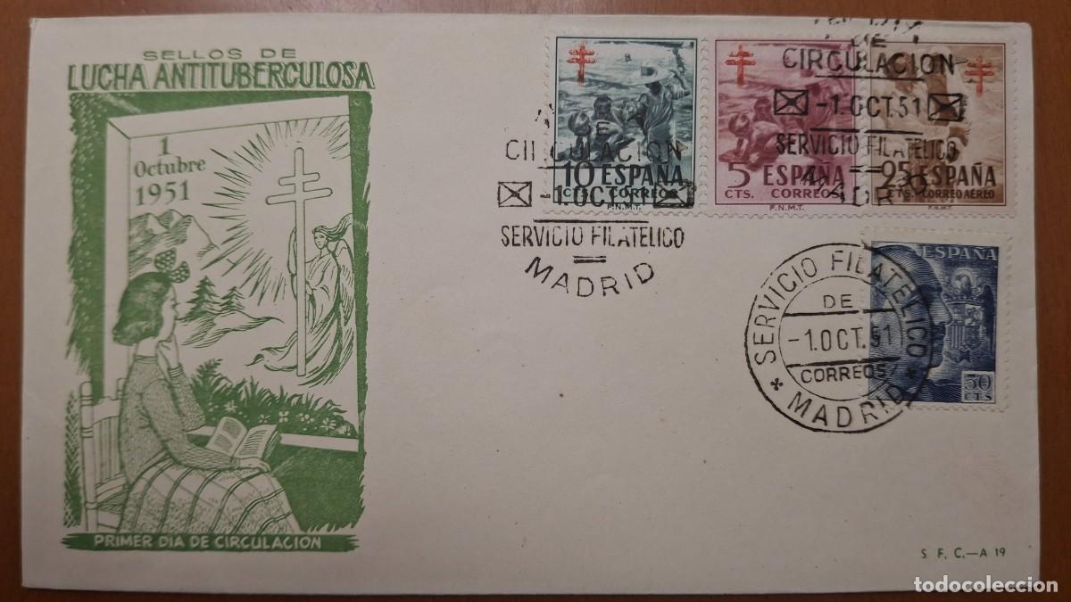 Timbres: HB1317 Sellos ESPA&Ntilde;A Sobre del Primer Dia a&ntilde;o 1951