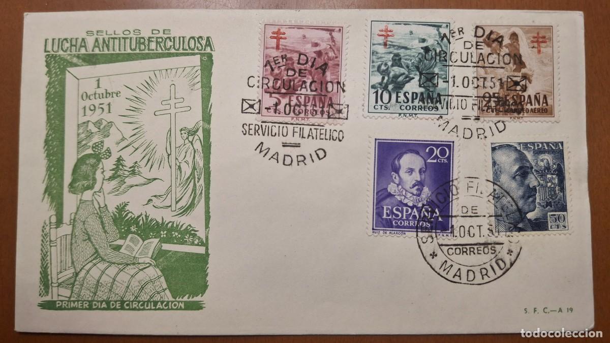Francobolli: HB1318 Sellos ESPA&Ntilde;A Sobre del Primer Dia a&ntilde;o 1951