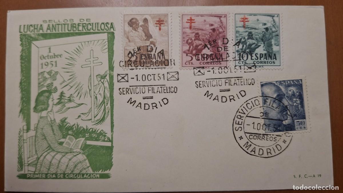 Francobolli: HB1319 Sellos ESPA&Ntilde;A Sobre del Primer Dia a&ntilde;o 1951