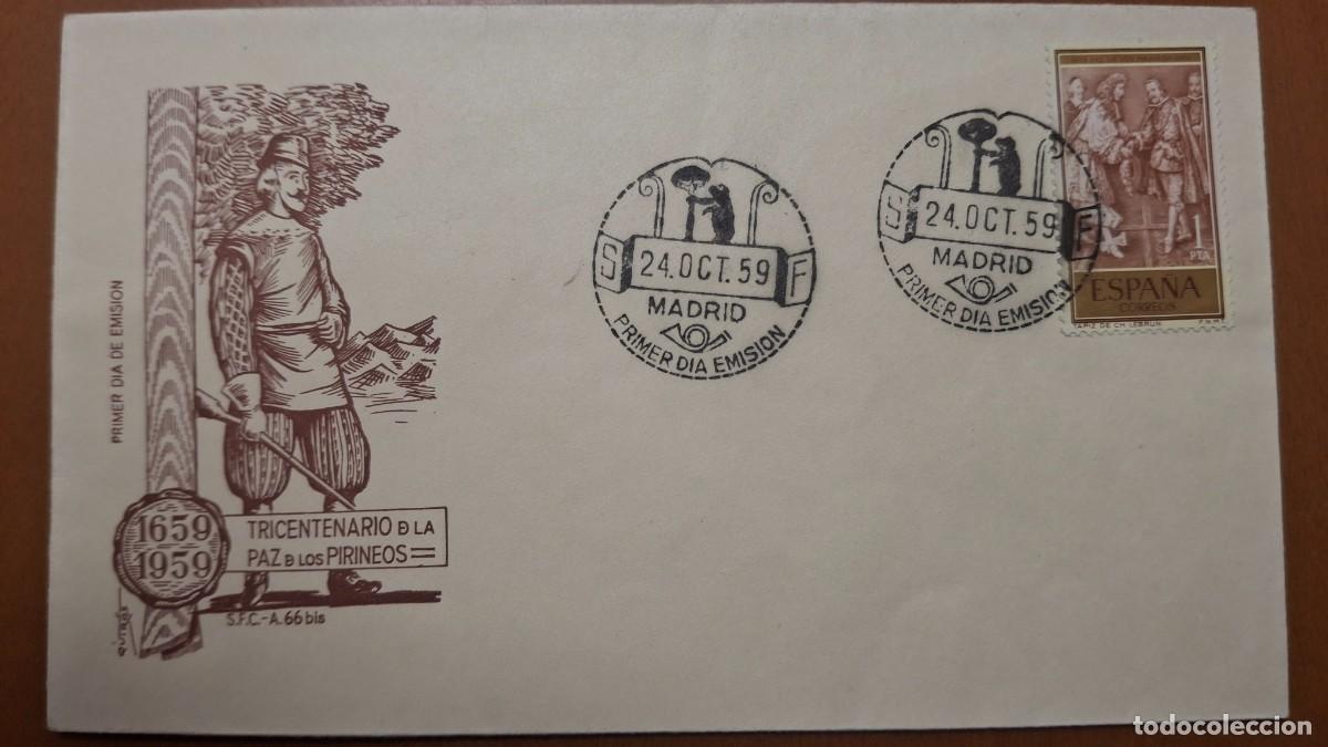 Timbres: HB1351 Sellos ESPA&Ntilde;A Sobre del Primer Dia a&ntilde;o 1959