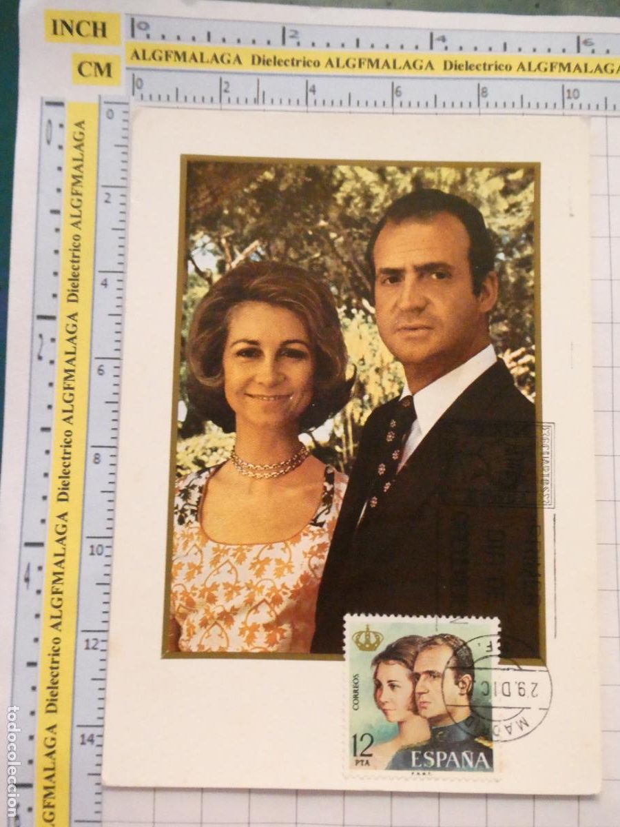 Sellos: POSTAL CASA REAL FILAT&Eacute;LICA PRIMER D&Iacute;A. A&Ntilde;O 1975 REY JUAN CARLOS I REINA DO&Ntilde;A SOFIA. 3084