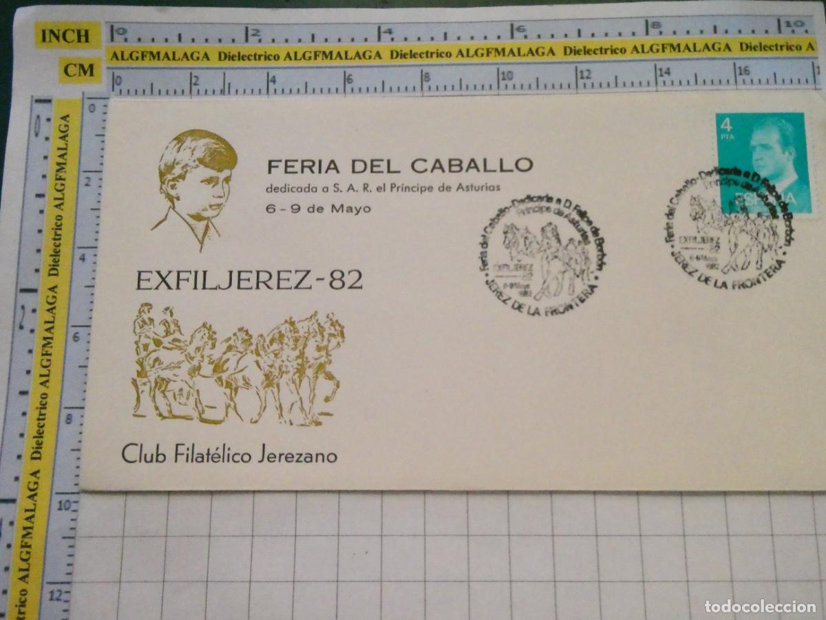 Sellos: SOBRE PRIMER D&Iacute;A CIRCULACI&Oacute;N FILAT&Eacute;LICO. 1982 EXFILJEREZ FERIA DEL CABALLO. 495