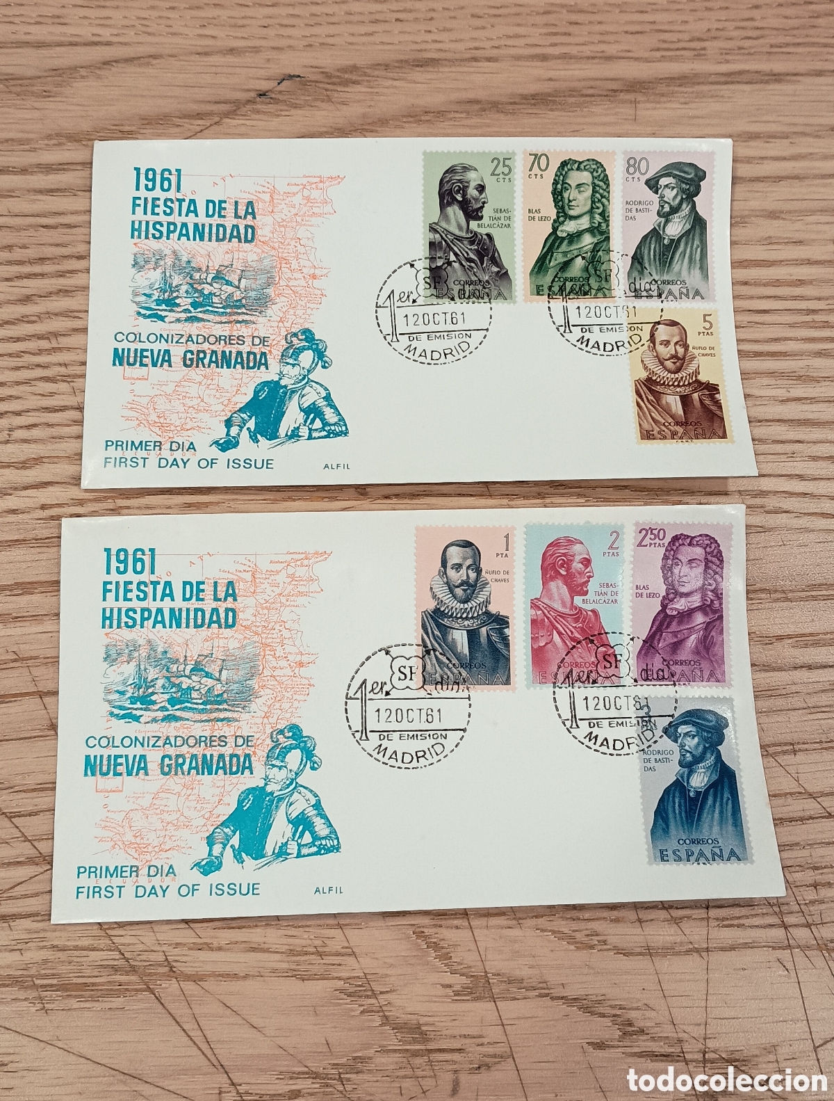 Sellos: ESPA&Ntilde;A 1961 - EDIFIL 1374/1381 FORJADORES DE AM&Eacute;RICA - CONQUISTADORES DE NUEVA GRANADA - SPD