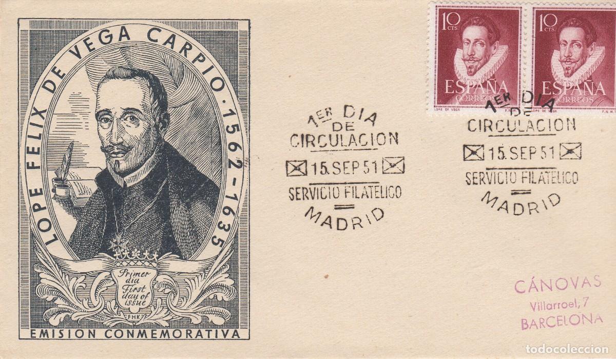 Sellos: SPD - PRIMER D&Iacute;A - NUM 1072 LOPE DE VEGA -