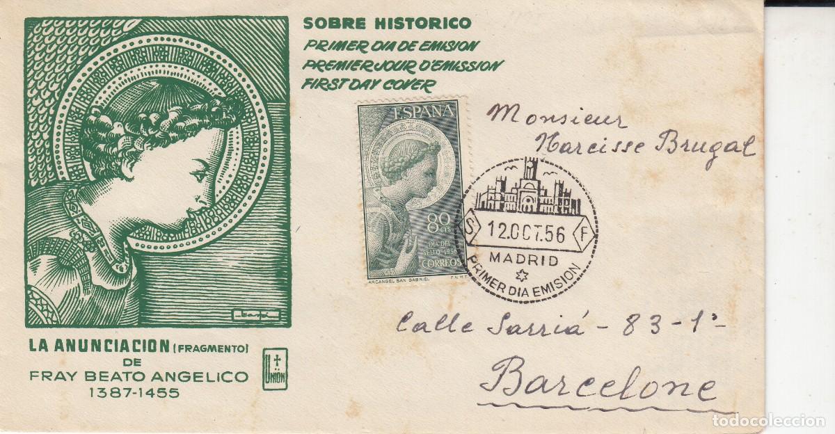 Sellos: SPD - PRIMER D&Iacute;A - 1956 ARCANGEL SAN GABRIEL NUM. 1195