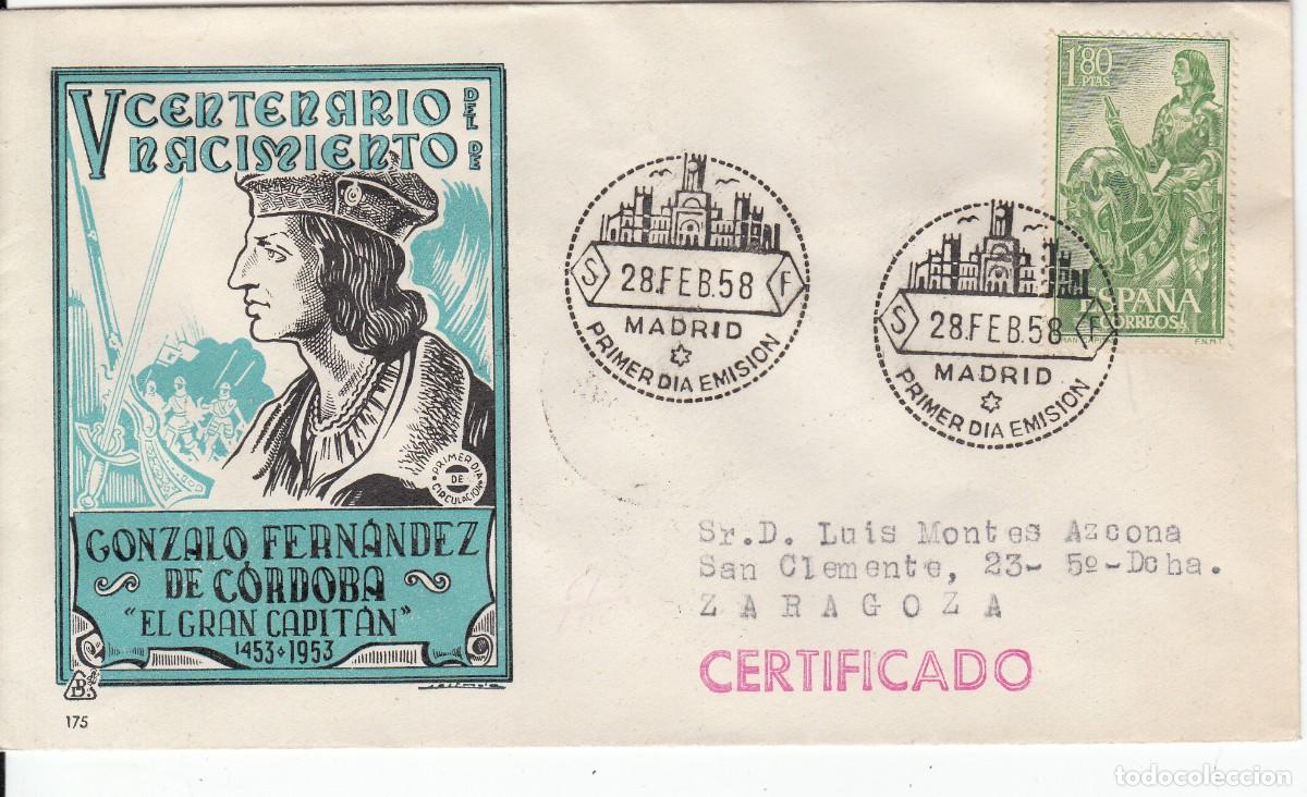 Sellos: SPD - PRIMER D&Iacute;A - 1958 - EL GRAN CAPIT&Aacute;N NUM.1209