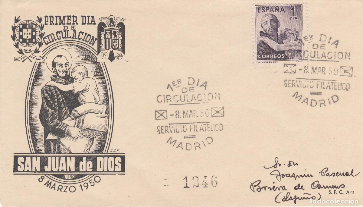 Sellos: SPD - PRIMER D&Iacute;A - 1950 - SAN JUAN DE DIOS NUM. 1070 - Foto 1