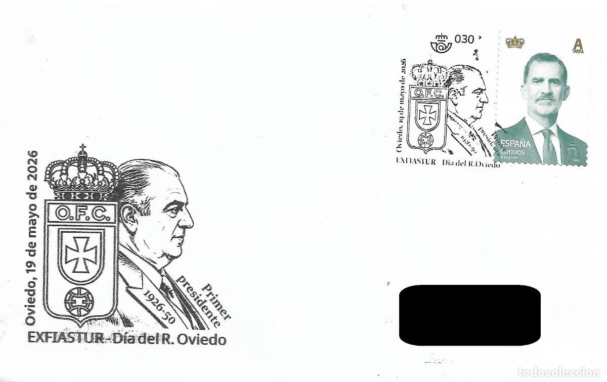 Sellos: ESPA&Ntilde;A. MATASELLOS ESPECIAL. DIA DEL REAL OVIEDO. FUTBOL. 2026