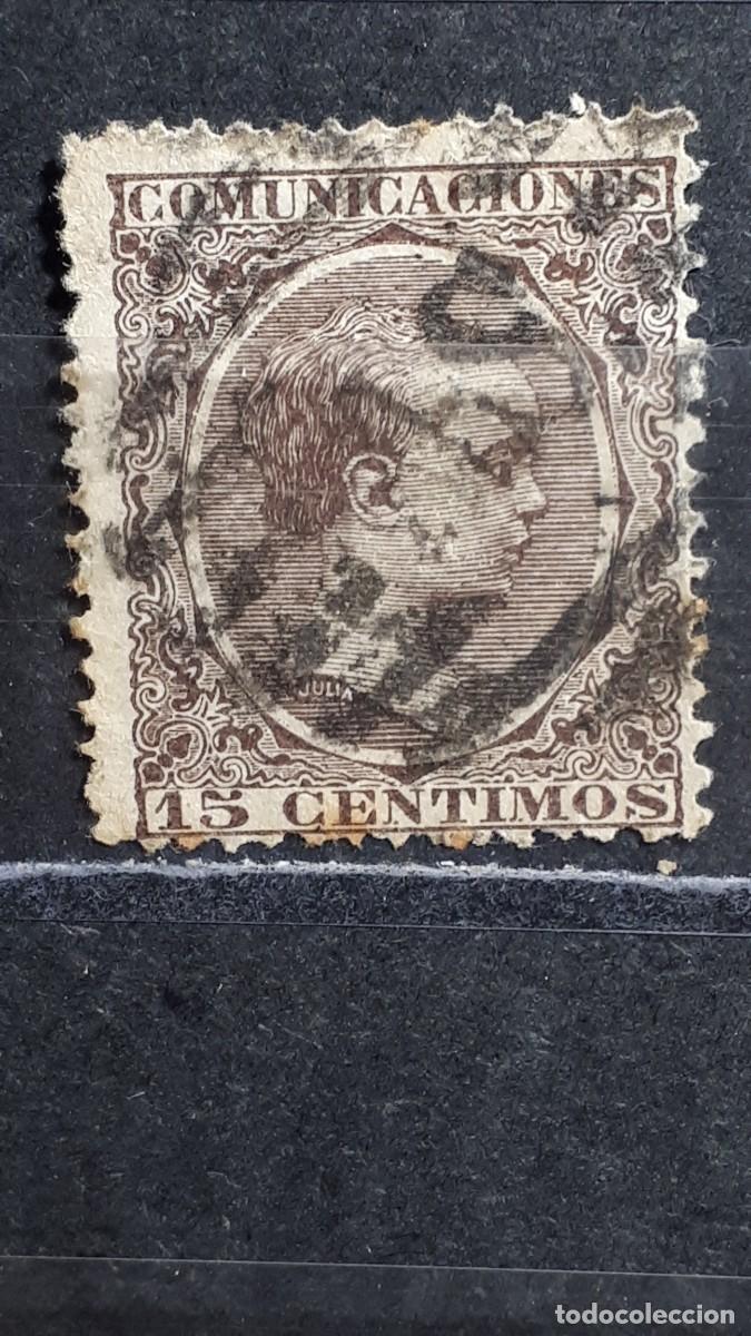 Sellos: ESPA&Ntilde;A. A&Ntilde;O 1889. &deg;. Matasello parrilla interior A.S. Administraci&oacute;n de Santiago de C. Edifil 219