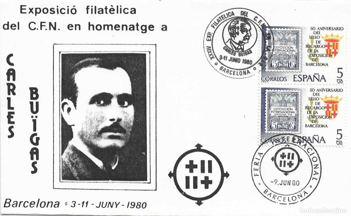 Sellos: CARLES BUIGAS EXPOSICION HOMENATGE, BARCELONA 1980. MATASELLOS SOBRE CATALUNYA NUMERO 25 MOD 2 RARO