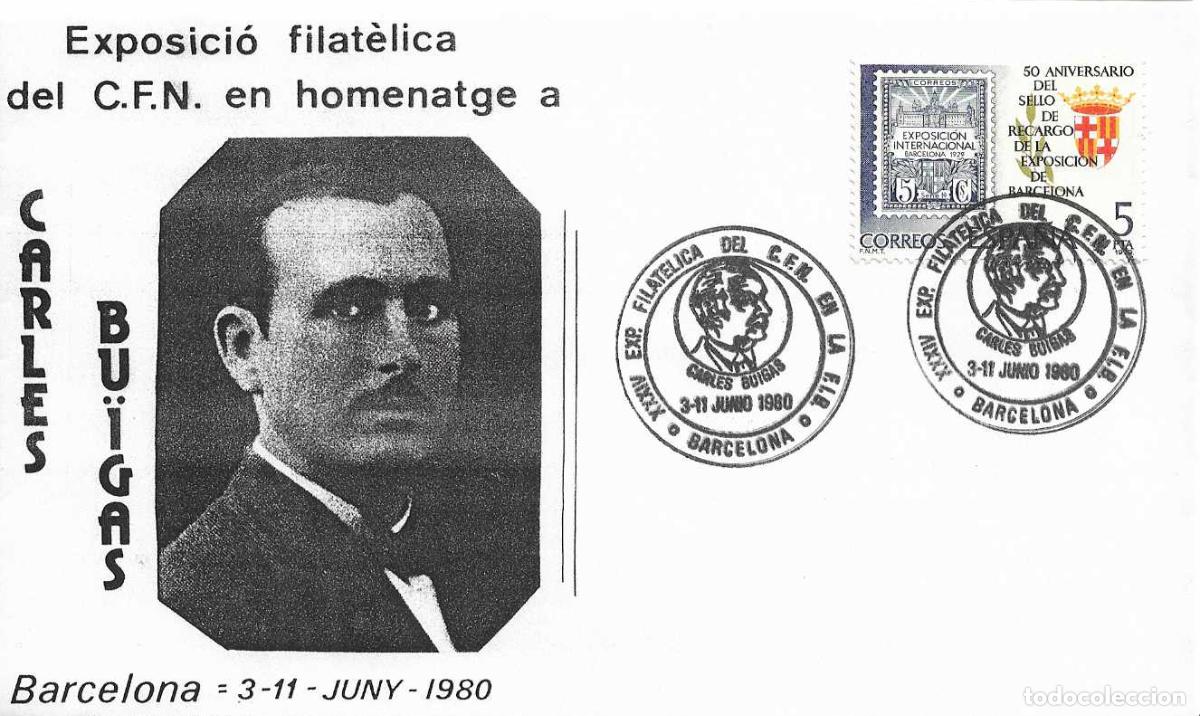 Sellos: CARLES BUIGAS EXPOSICION HOMENATGE, BARCELONA 1980. MATASELLOS SOBRE CATALUNYA NUMERO 25 MOD 1 RARO