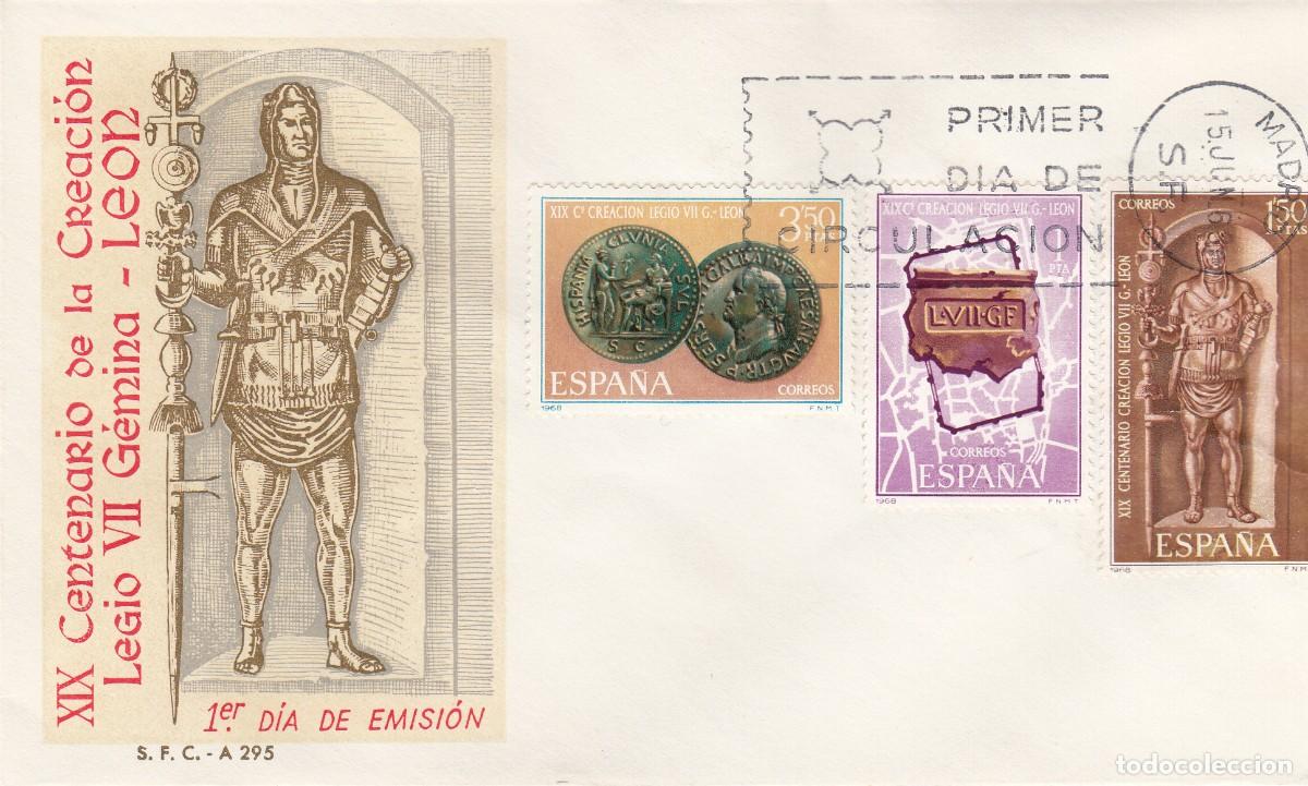 Sellos: SPD - PRIMER D&Iacute;A - 1968 CENTENARIO DE LA FUNDADORA DE LE&Oacute;N NUMS. 1871 A 1873