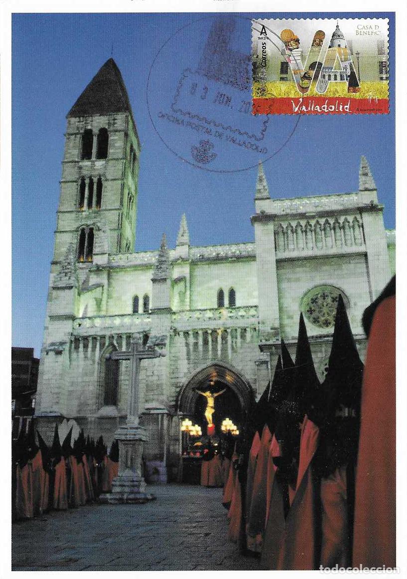 Sellos: IGLESIA SANTA MARIA DE LA ANTIGUA EN VALLADOLID RARO MATASELLOS OFICINA POSTAL 2026 EN TARJETA MOD 6
