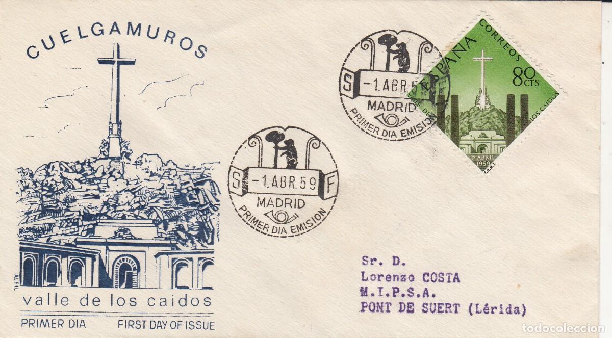 Sellos: SPD - PRIMER D&Iacute;A - 1959 VALLE DE LOS CAIDOS NUM.1248