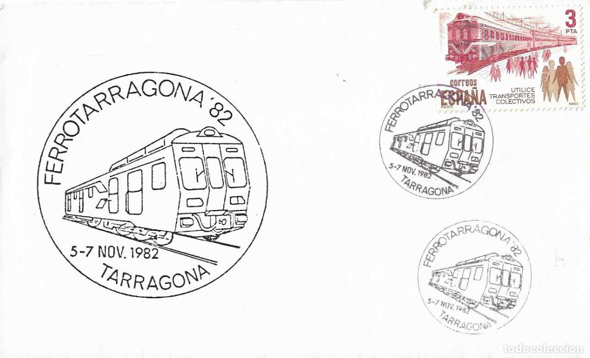 Sellos: TRENES FERROTARRAGONA 82, TARRAGONA 1982. MATASELLOS FERROCARRIL EN RARO SOBRE ILUSTRADO