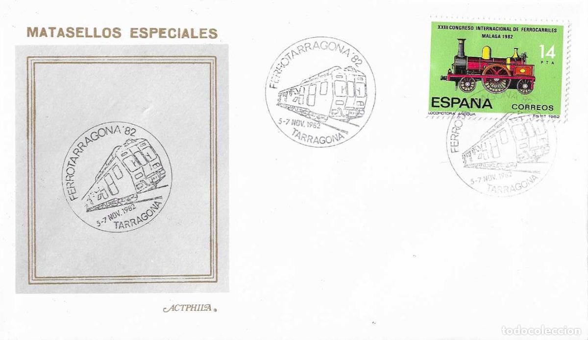 Sellos: TRENES FERROTARRAGONA 82, TARRAGONA 1982. RARO MATASELLOS FERROCARRIL EN SOBRE DE ACTPHILA