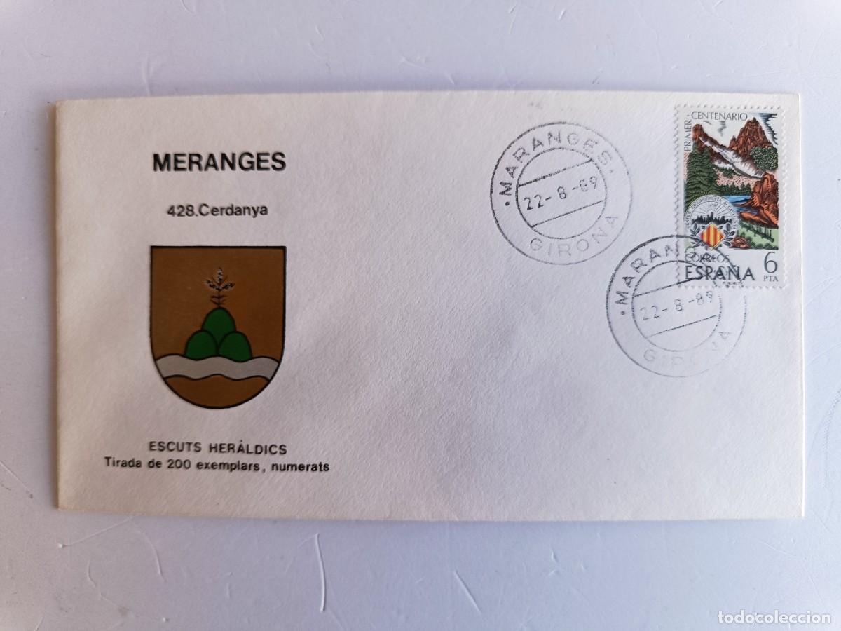 Sellos: MATASELLOS EN SOBRE ILUSTRADO CON ESCUDO DE LA POBLACI&Oacute;N DE MERANGES - CERDANYA - GIRONA