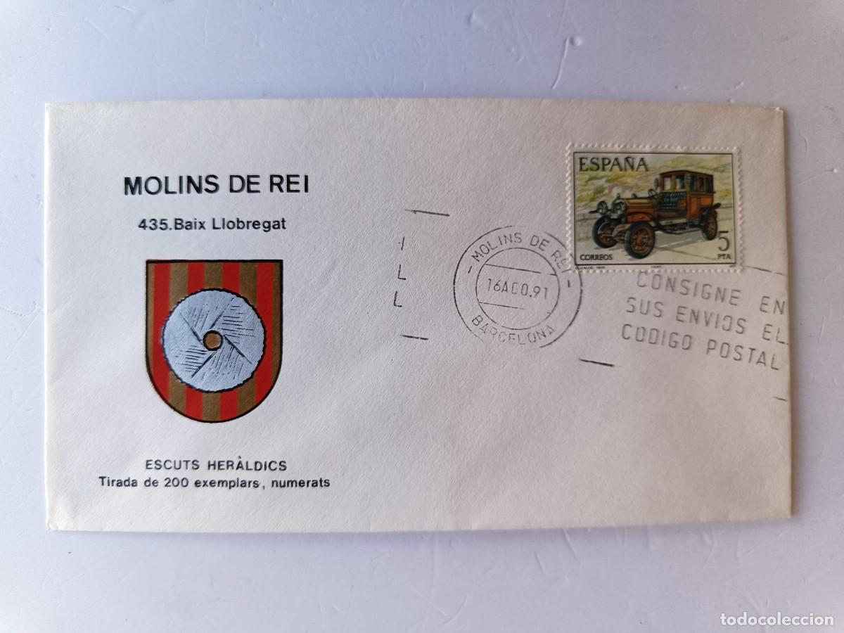 Selos: MATASELLOS EN SOBRE ILUSTRADO CON ESCUDO DE LA POBLACI&Oacute;N DE MOLINS DE REI - BAIX LLOBREGAT - BARCELO