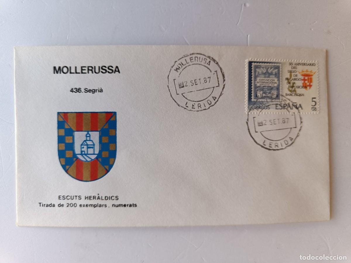 Selos: MATASELLOS EN SOBRE ILUSTRADO CON ESCUDO DE LA POBLACI&Oacute;N DE MOLLERUSSA- SEGRI&Agrave; - LLEIDA