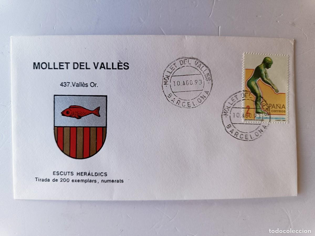 Sellos: MATASELLOS EN SOBRE ILUSTRADO CON ESCUDO DE LA POBLACI&Oacute;N DE MOLLET DEL VALL&Egrave;S- VALL&Egrave;S OR. - BARCELON