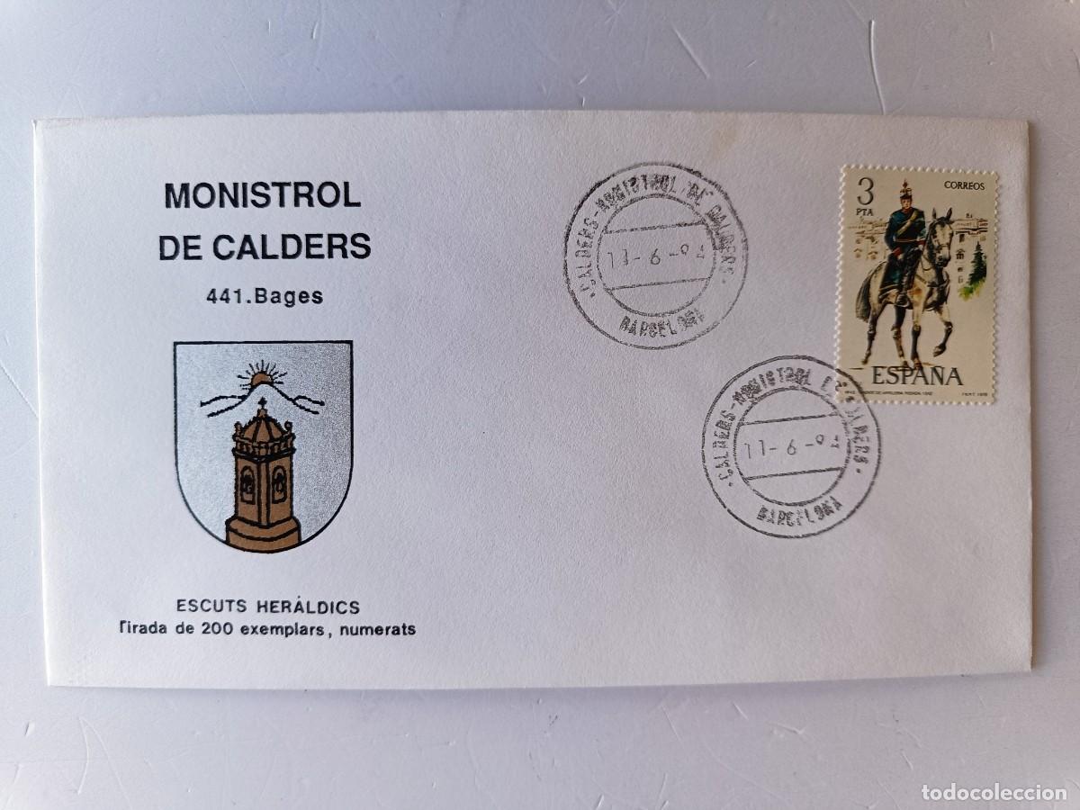 Sellos: MATASELLOS EN SOBRE ILUSTRADO CON ESCUDO DE LA POBLACI&Oacute;N DE MONISTROL DE CALDERS - BAGES - BARCELONA