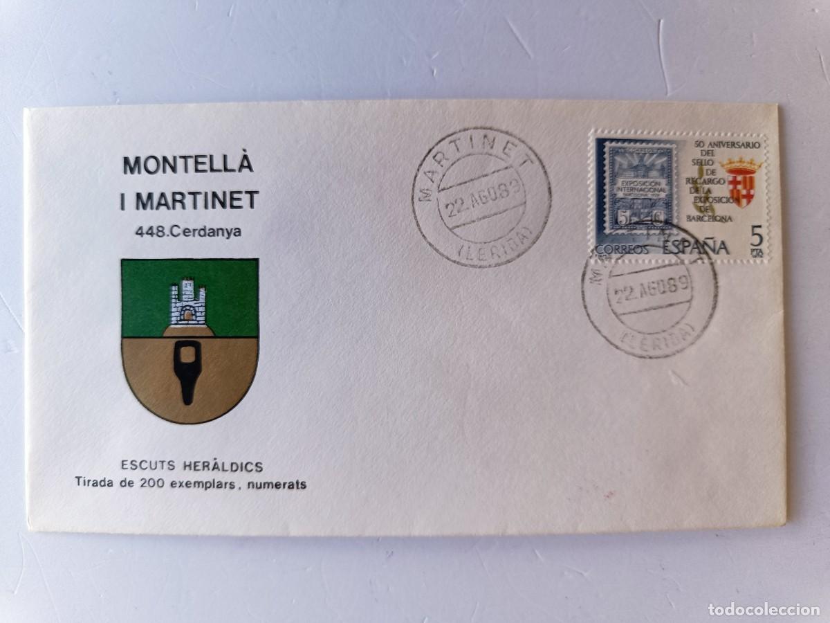Sellos: MATASELLOS EN SOBRE ILUSTRADO CON ESCUDO DE LA POBLACI&Oacute;N DE MONTELL&Agrave; I MARTINET - CERDANYA - LERIDA